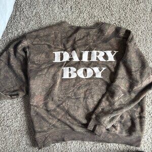 DAIRY BOY WOODLAND CAMO PUFF PINK CREWNECK